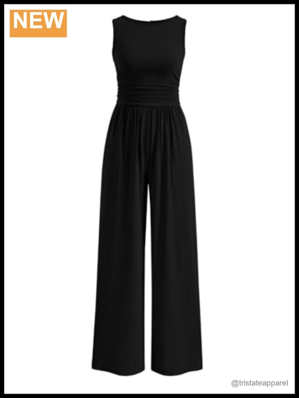 Sleeveless Wide Leg Jumpsuit High Waist Ruched Loose Fit Casual Dressy